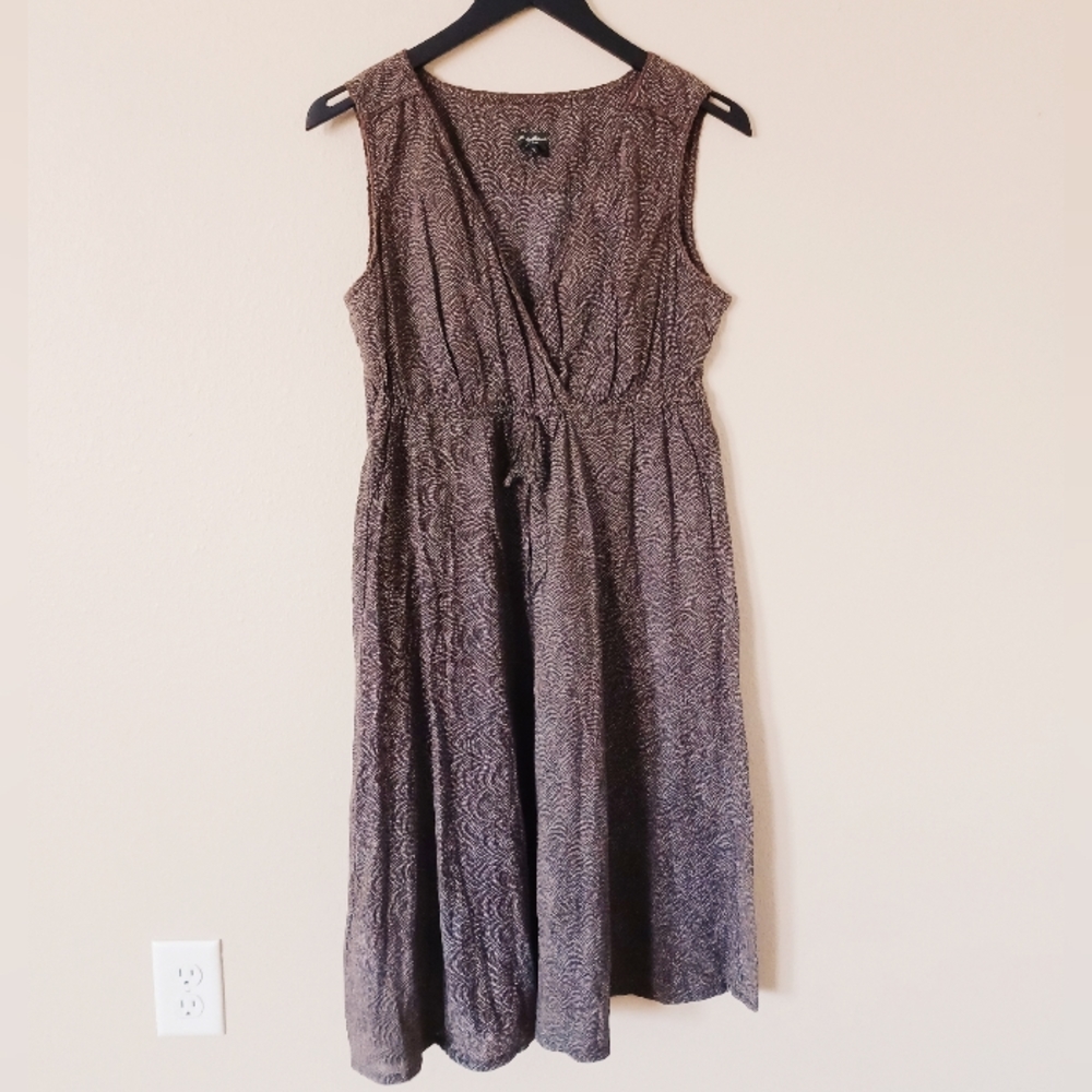 Vintage Eddie Bauer Cotton Babydoll Wrap Dress Nursing Polka Dot Brown Light